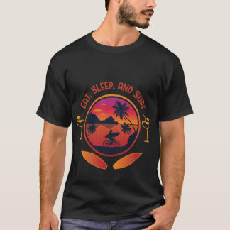 Eat Sleep Surf | Retro Sunset Surf Lifestyle Beach T-Shirt