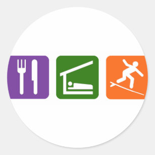 Eat Sleep Surfing Classic Round Sticker