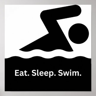 Eat, Sleep, Swim Art Poster