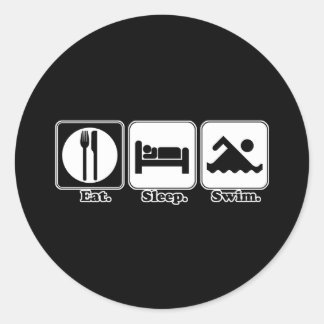 eat sleep swim classic round sticker