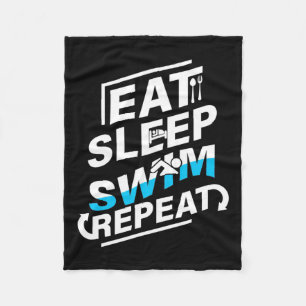Eat Sleep Swim Fleece Blanket