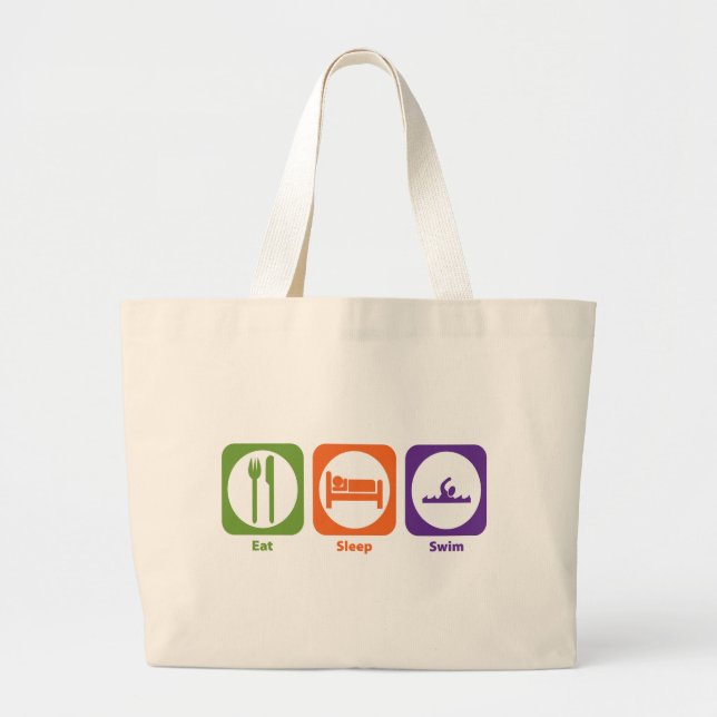 Eat Sleep Swim Large Tote Bag (Front)