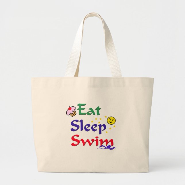 Eat Sleep Swim Large Tote Bag (Front)