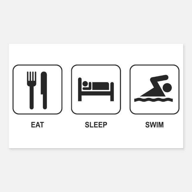 Eat Sleep Swim Rectangular Sticker (Front)