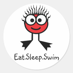 Eat.Sleep.Swim- Red Character Stickers