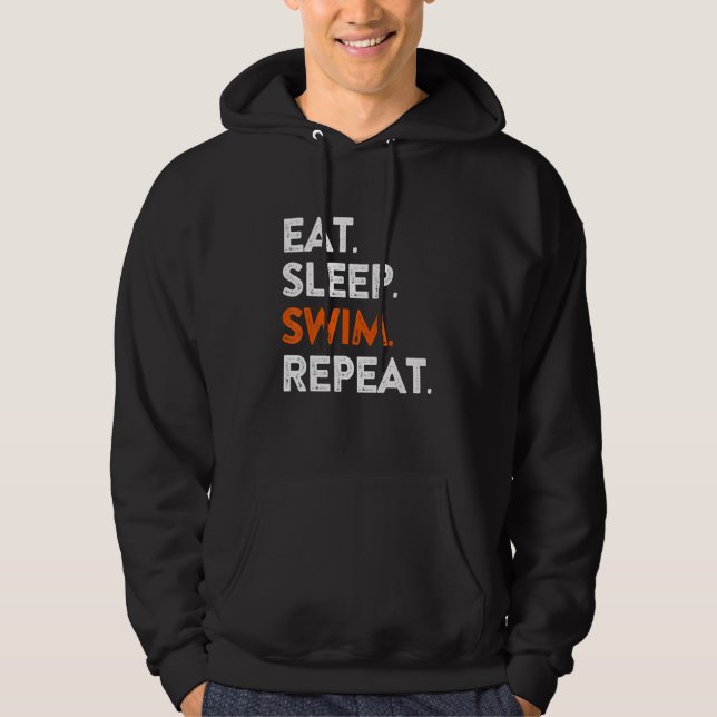 Eat Sleep Swim Repea Cool Sport Player Hoodie (Front)