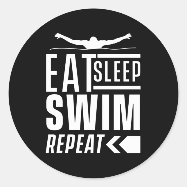 Eat Sleep Swim Repeat Classic Round Sticker (Front)