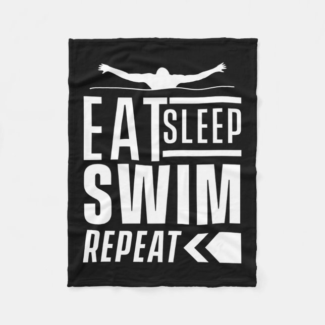 Eat Sleep Swim Repeat Fleece Blanket (Front)