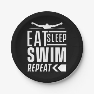 Eat Sleep Swim Repeat Paper Plate