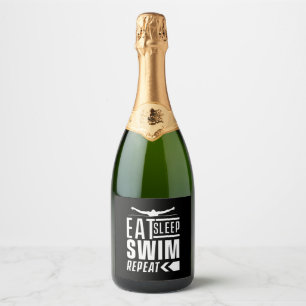 Eat Sleep Swim Repeat Sparkling Wine Label