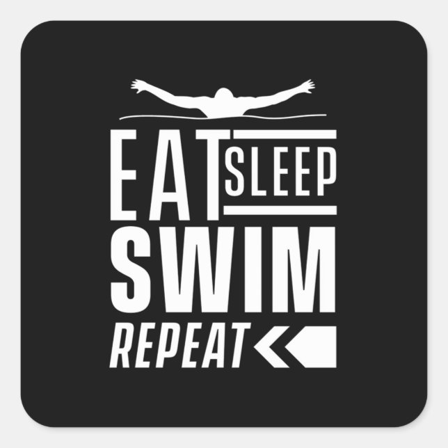 Eat Sleep Swim Repeat Square Sticker (Front)