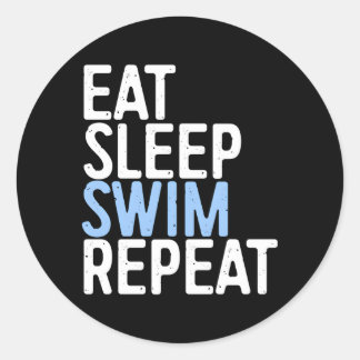 Eat Sleep Swim Repeat Swimmer Gif Classic Round Sticker