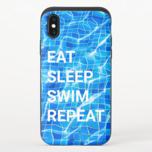 Eat Sleep Swim Repeat Swimming Pool Aquatic iPhone X Slider Case