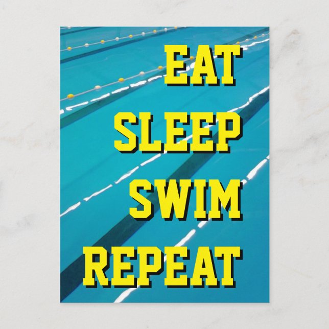 EAT SLEEP SWIM REPEAT swimming pool postcards (Front)