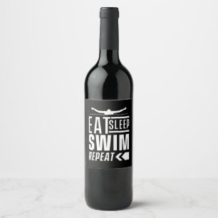 Eat Sleep Swim Repeat Wine Label
