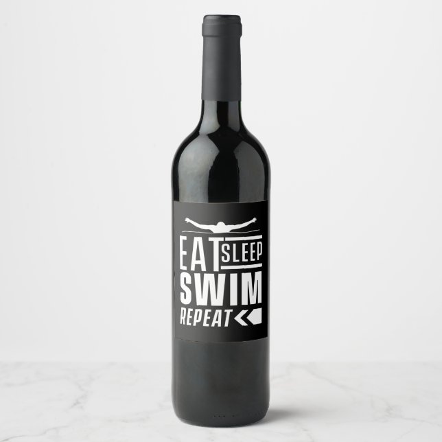 Eat Sleep Swim Repeat Wine Label (Front)
