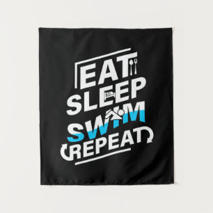 Eat Sleep Swim Tapestry
