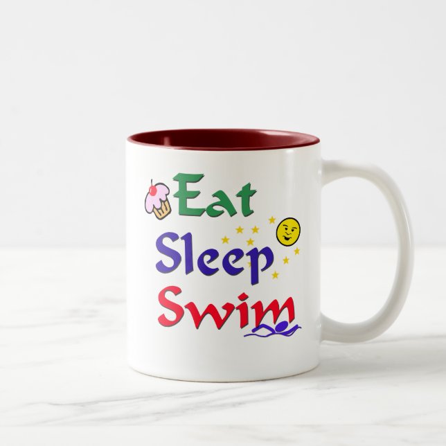 Eat Sleep Swim Two-Tone Coffee Mug (Right)
