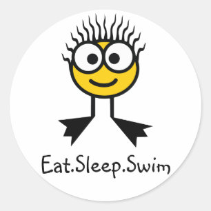 Eat.Sleep.Swim- YellowCharacter Stickers