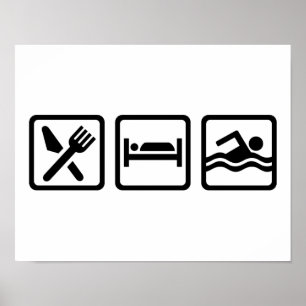 Eat sleep swimming poster