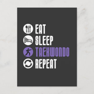 Eat Sleep Taekwondo Repeat Funny Martial Arts Postcard