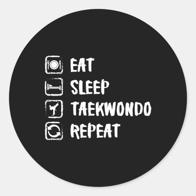 Eat Sleep Taekwondo Repeat Sport Classic Round Sticker (Front)