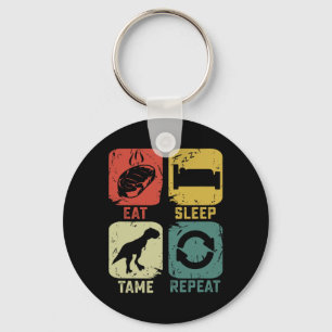 Eat Sleep Tame Repeat Dinosaur Gaming Geek Funny G Key Ring