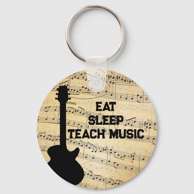 Eat Sleep Teach Music Repeat Music Humor Key Ring (Front)