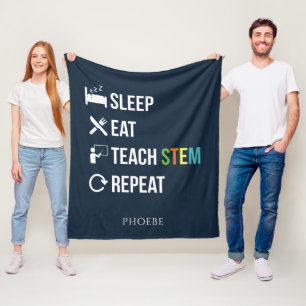 Eat Sleep Teach STEM Science Teacher Fleece Blanket
