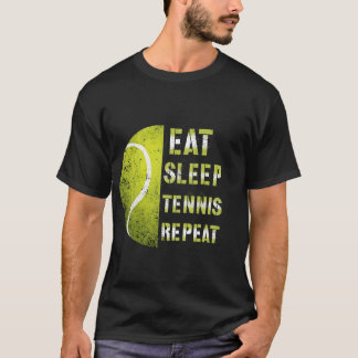 Eat Sleep Tennis Repeat Custom Name Funny Sports  T-Shirt