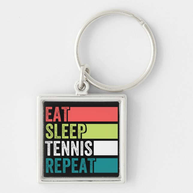eat sleep tennis repeat key ring (Front)