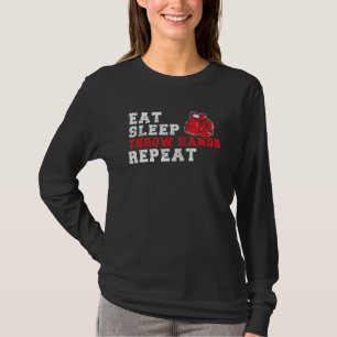 Eat Sleep Throw Hands Funny Boxing Lover Coach Ama T-Shirt