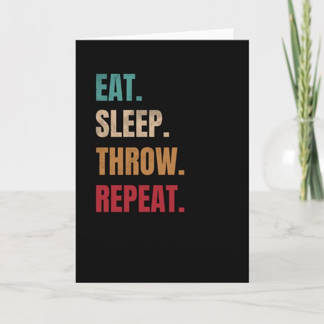 Eat Sleep Throw Repeat | Track And Field Throwing Card (Front)
