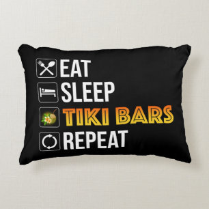 Eat. Sleep. Tiki Bars. Repeat Decorative Cushion