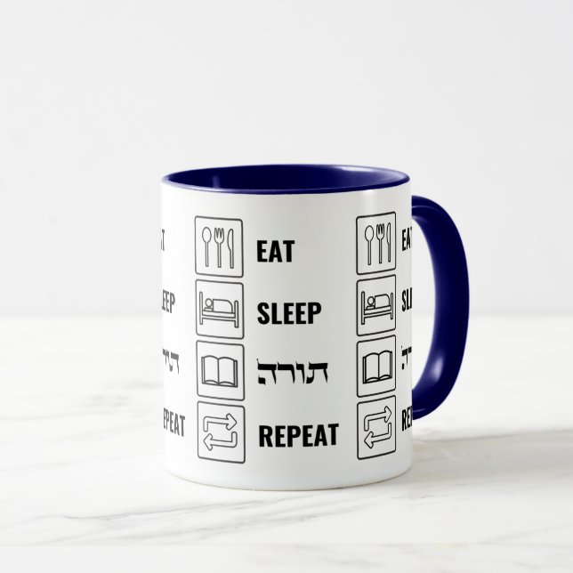 Eat Sleep Torah Repeat - Jewish Lifestyle Mug (Front Right)