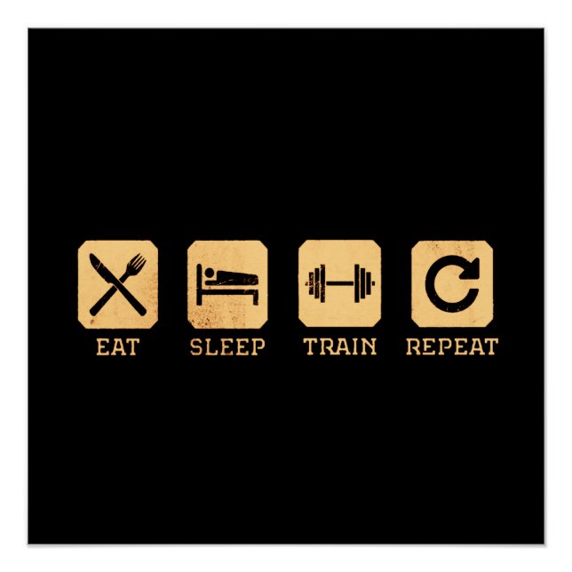 Eat, Sleep, Train and Repeat Glossy Poster (Front)