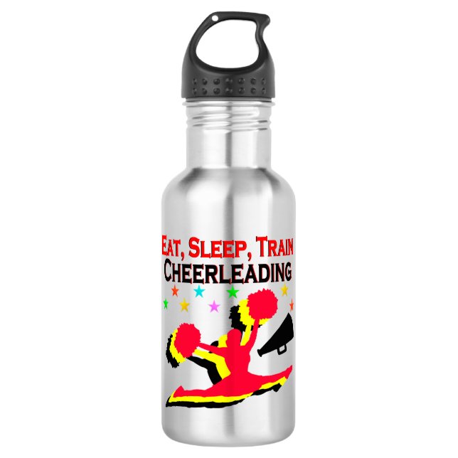 EAT, SLEEP TRAIN CHEERLEADING RED DESIGN 532 ML WATER BOTTLE (Front)
