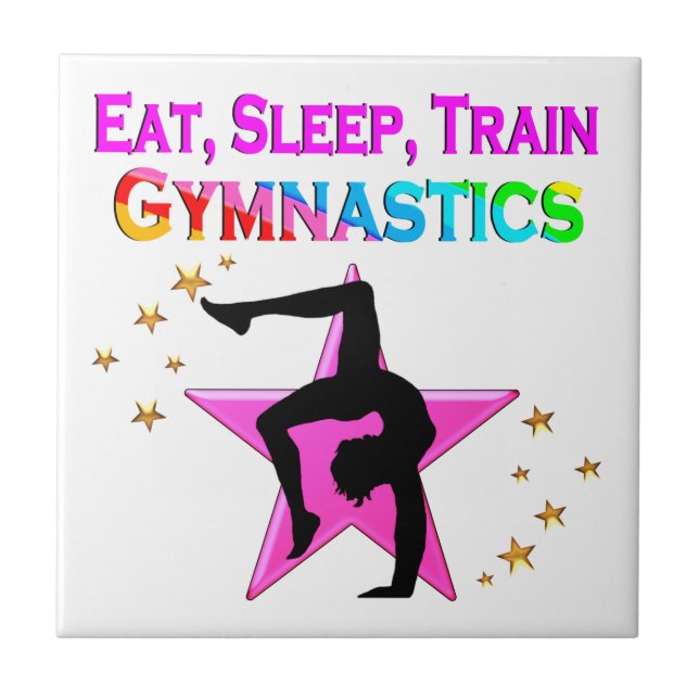 EAT, SLEEP TRAIN GYMNASTICS CERAMIC TILE (Front)