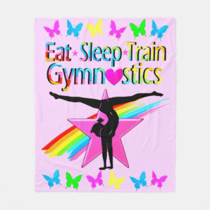 EAT SLEEP TRAIN GYMNASTICS RAINBOW DESIGN FLEECE BLANKET