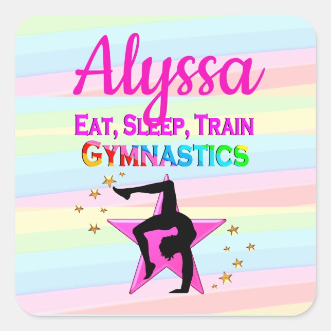 EAT, SLEEP, TRAIN GYMNASTICS SQUARE STICKER (Front)