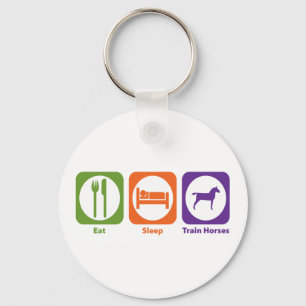 Eat Sleep Train Horses Key Ring