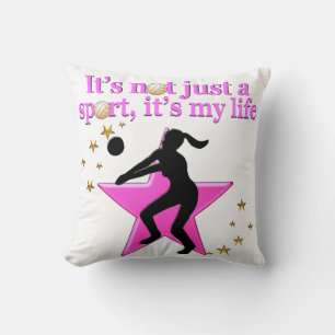 EAT, SLEEP, TRAIN, PINK VOLLEYBALL STAR DESIGN CUSHION