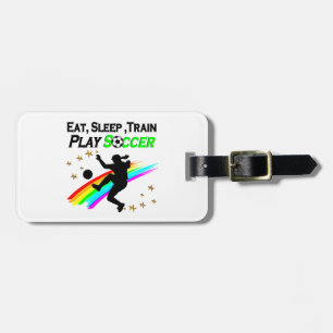 EAT, SLEEP, TRAIN PLAY SOCCER LUGGAGE TAG