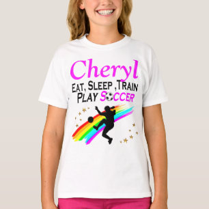 EAT, SLEEP, TRAIN PLAY SOCCER PERSONALIZED TEE