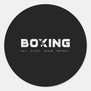 Eat Sleep Train Repeat Funny Boxing Classic Round Sticker