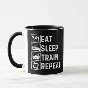 Eat Sleep Train Repeat Steam Train Railroad Lover Mug