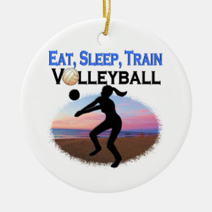 EAT, SLEEP, TRAIN VOLLEYBALL CERAMIC TREE DECORATION