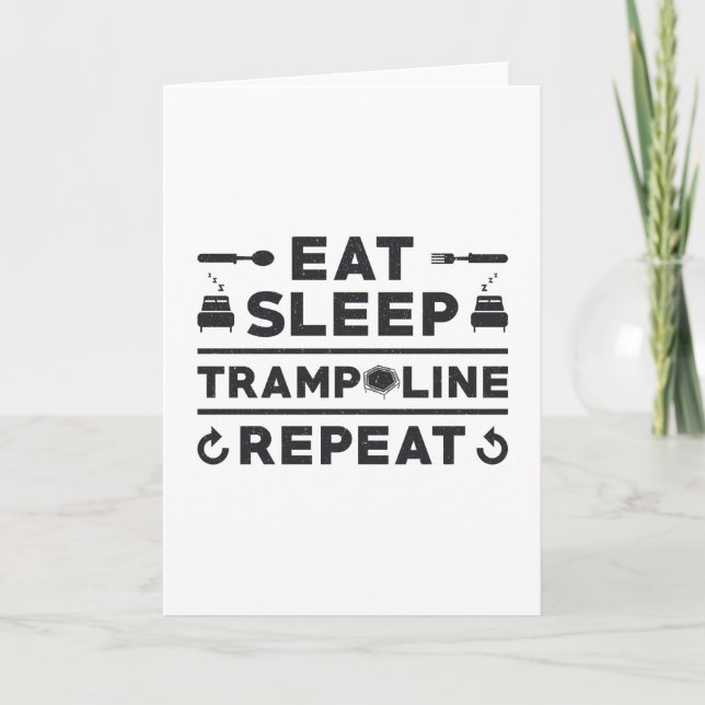 Eat Sleep Trampoline Repeat Trampolining Gymnast Card (Front)