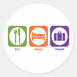 Eat Sleep Travel Classic Round Sticker