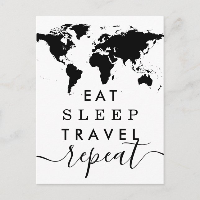 Eat Sleep Travel Repeat Inspiration Quote Announcement Postcard (Front)